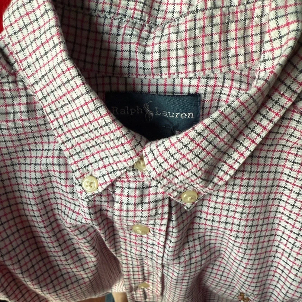 Ralph Lauren‎ Kids Button Down Shirt Plaid Checkered Long Sleeve Boys Size 7